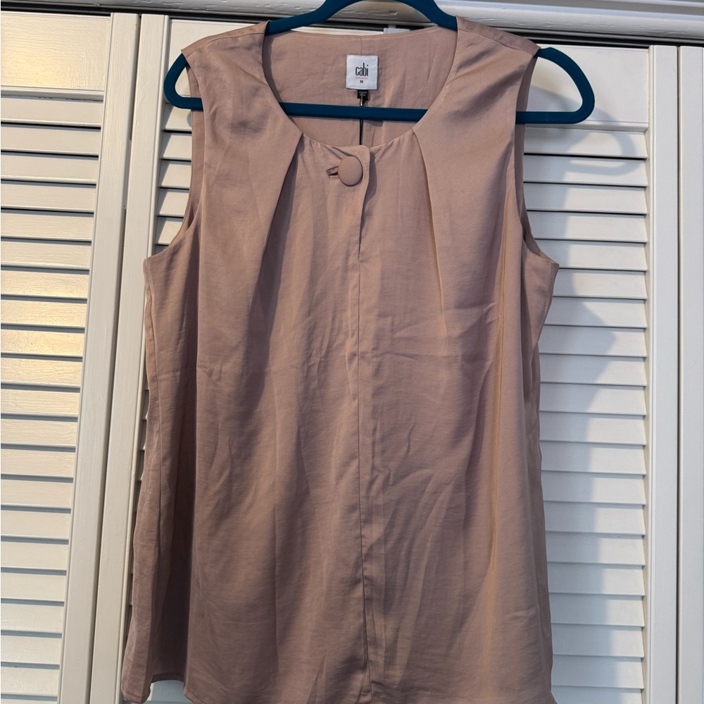 CAbi Brown Pleated Bib Collar Blouse